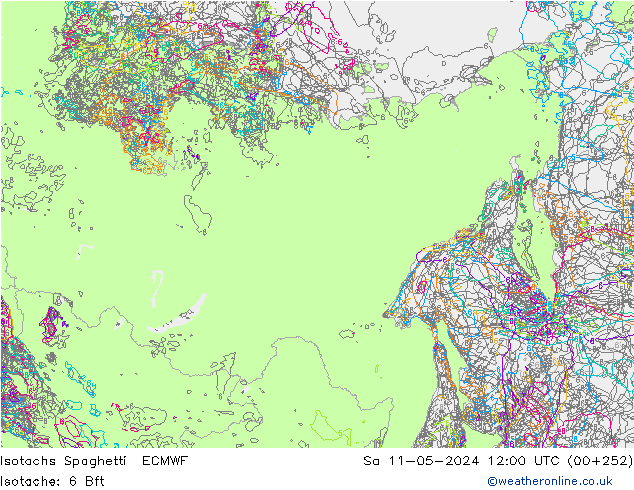 Isotachs Spaghetti ECMWF sab 11.05.2024 12 UTC