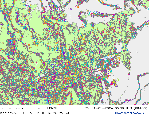 Sıcaklık Haritası 2m Spaghetti ECMWF Çar 01.05.2024 06 UTC