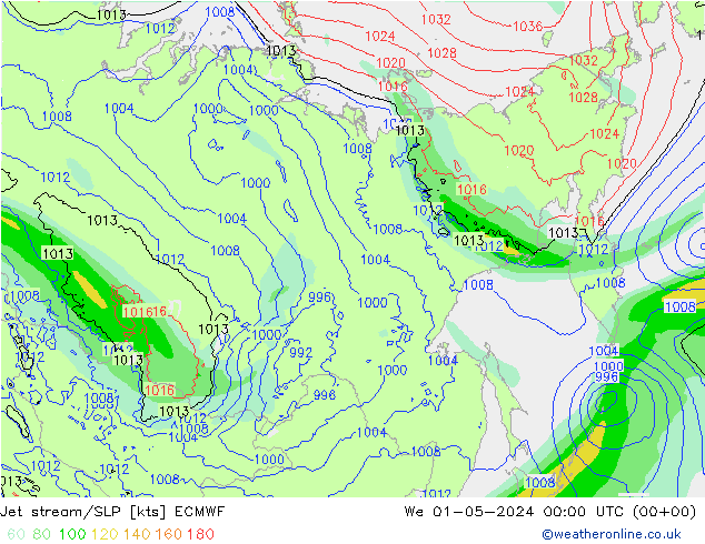 Jet stream/SLP ECMWF St 01.05.2024 00 UTC