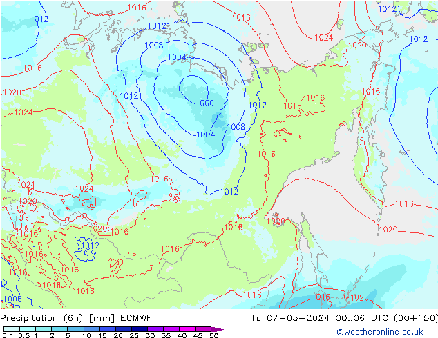 Yağış (6h) ECMWF Sa 07.05.2024 06 UTC