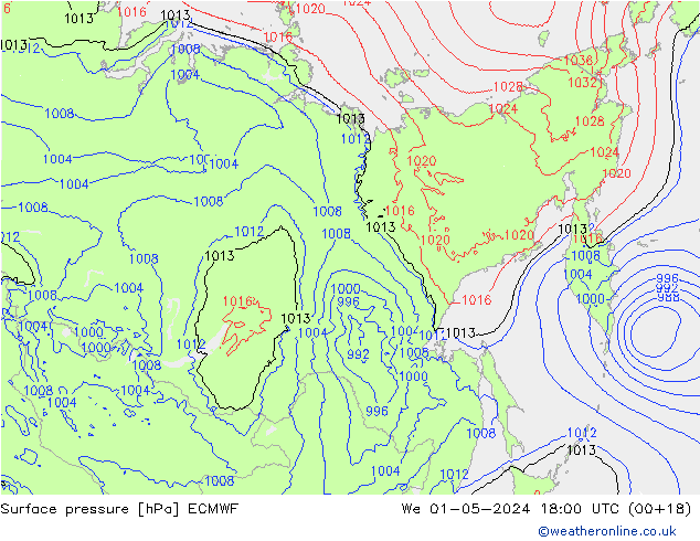 Bodendruck ECMWF Mi 01.05.2024 18 UTC