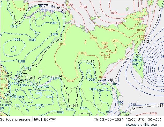 приземное давление ECMWF чт 02.05.2024 12 UTC