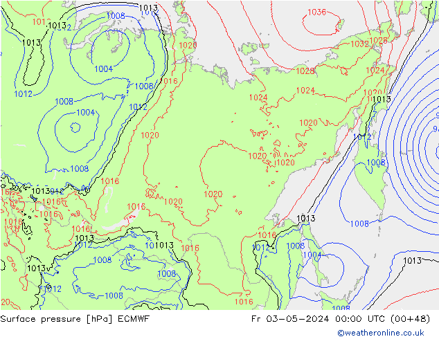Surface pressure ECMWF Fr 03.05.2024 00 UTC