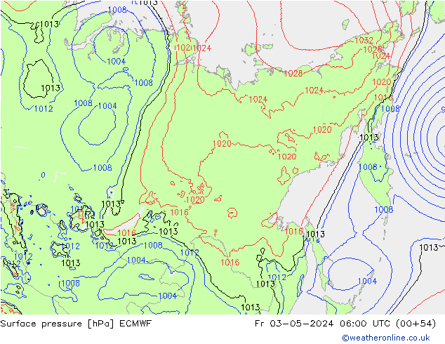 pression de l'air ECMWF ven 03.05.2024 06 UTC