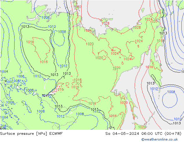 Atmosférický tlak ECMWF So 04.05.2024 06 UTC