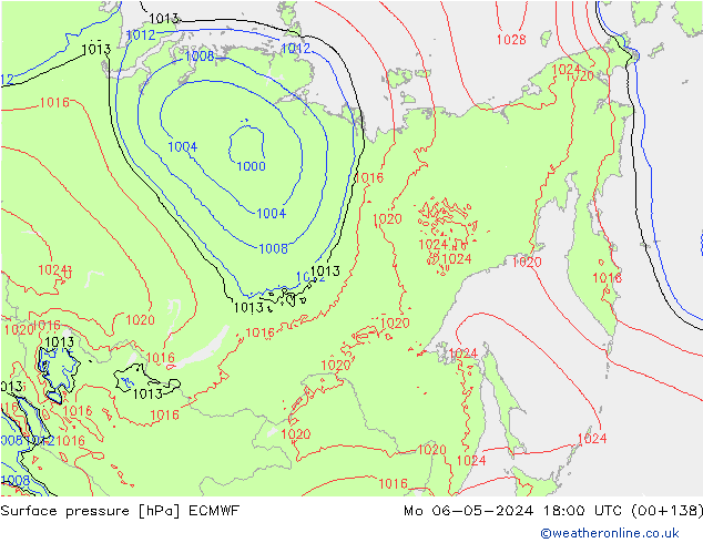 приземное давление ECMWF пн 06.05.2024 18 UTC