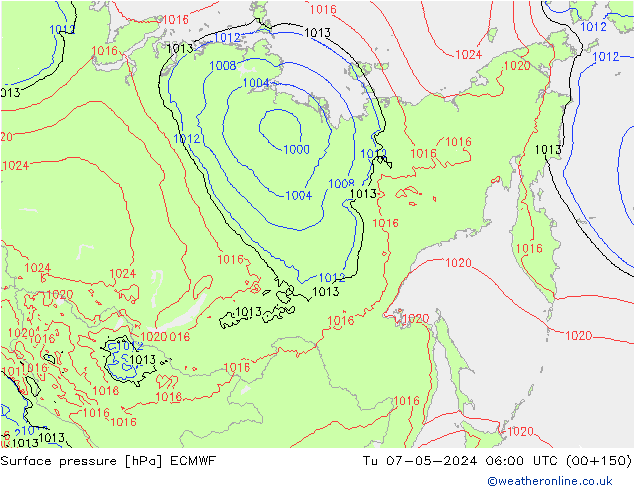 приземное давление ECMWF вт 07.05.2024 06 UTC