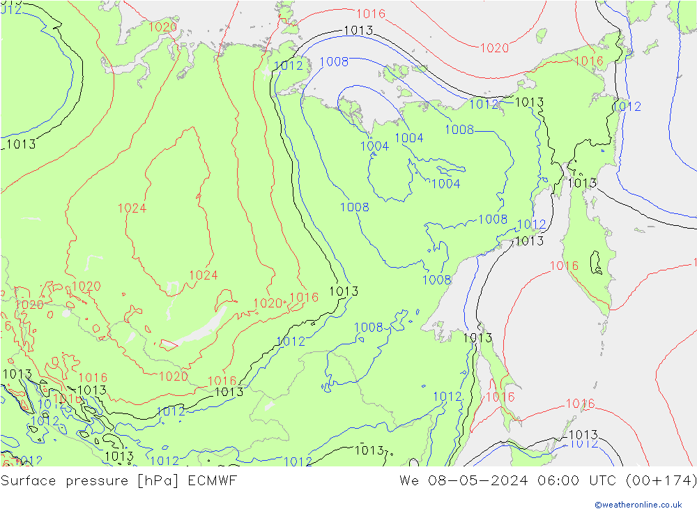 ciśnienie ECMWF śro. 08.05.2024 06 UTC