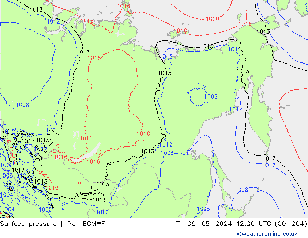 приземное давление ECMWF чт 09.05.2024 12 UTC