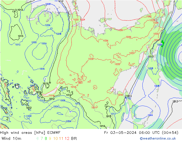 High wind areas ECMWF Fr 03.05.2024 06 UTC
