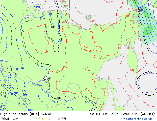 High wind areas ECMWF sam 04.05.2024 12 UTC