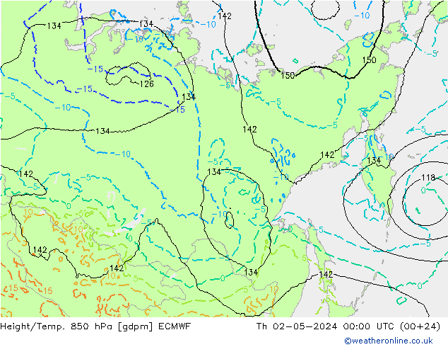 Géop./Temp. 850 hPa ECMWF jeu 02.05.2024 00 UTC