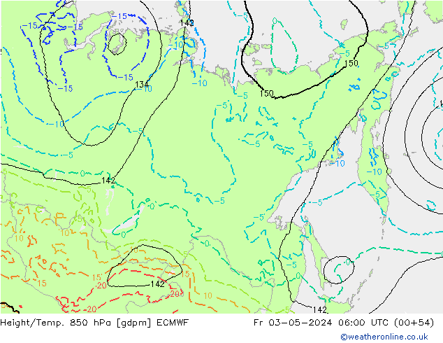 Height/Temp. 850 hPa ECMWF Fr 03.05.2024 06 UTC