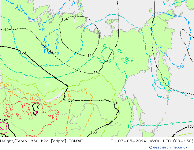 Yükseklik/Sıc. 850 hPa ECMWF Sa 07.05.2024 06 UTC