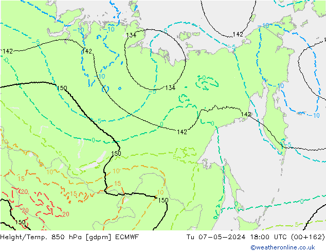 Height/Temp. 850 hPa ECMWF Tu 07.05.2024 18 UTC