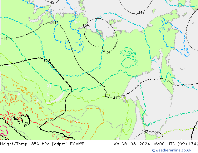 Height/Temp. 850 hPa ECMWF śro. 08.05.2024 06 UTC