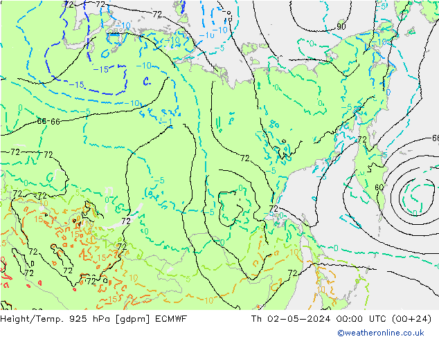 Height/Temp. 925 hPa ECMWF Do 02.05.2024 00 UTC