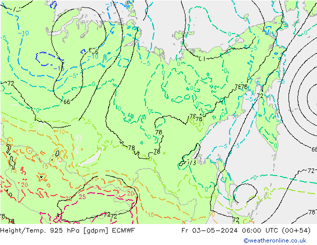 Height/Temp. 925 hPa ECMWF ven 03.05.2024 06 UTC