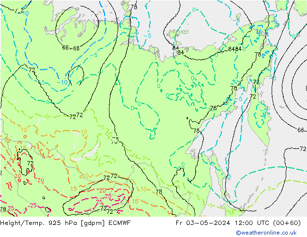 Height/Temp. 925 hPa ECMWF pt. 03.05.2024 12 UTC