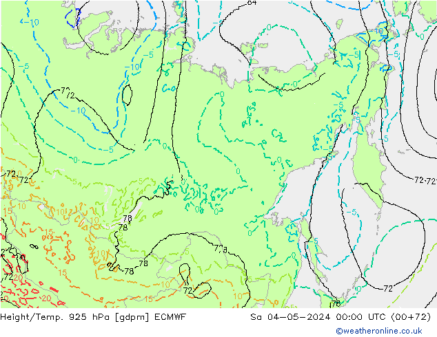 Height/Temp. 925 гПа ECMWF сб 04.05.2024 00 UTC