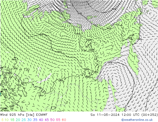 Vento 925 hPa ECMWF sab 11.05.2024 12 UTC