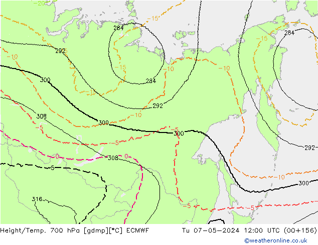 Height/Temp. 700 hPa ECMWF Tu 07.05.2024 12 UTC