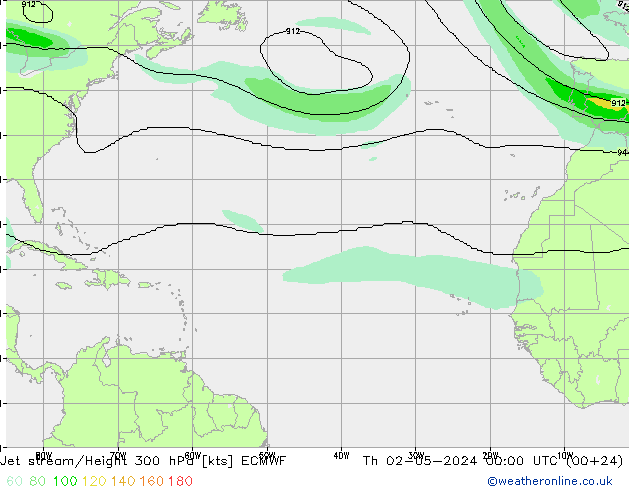 Straalstroom ECMWF do 02.05.2024 00 UTC