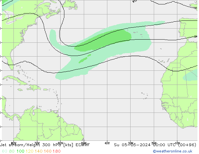 Jet stream/Height 300 hPa ECMWF Su 05.05.2024 00 UTC