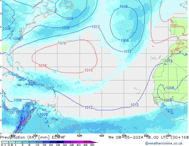 Precipitation (6h) ECMWF We 08.05.2024 00 UTC