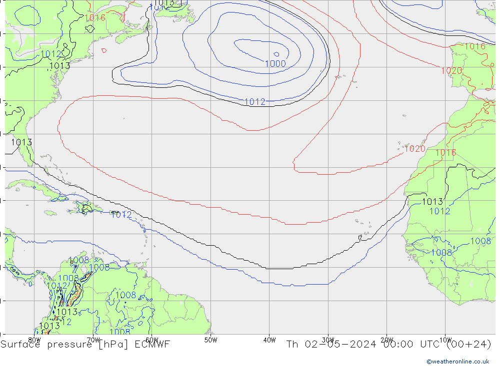 Surface pressure ECMWF Th 02.05.2024 00 UTC