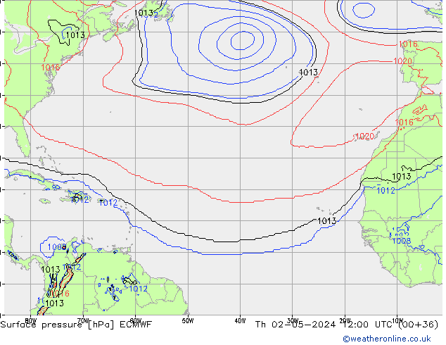 Surface pressure ECMWF Th 02.05.2024 12 UTC