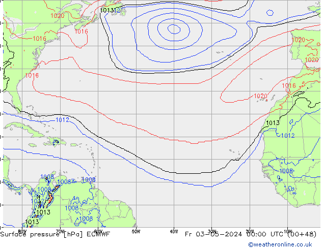 ciśnienie ECMWF pt. 03.05.2024 00 UTC