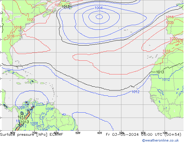 приземное давление ECMWF пт 03.05.2024 06 UTC
