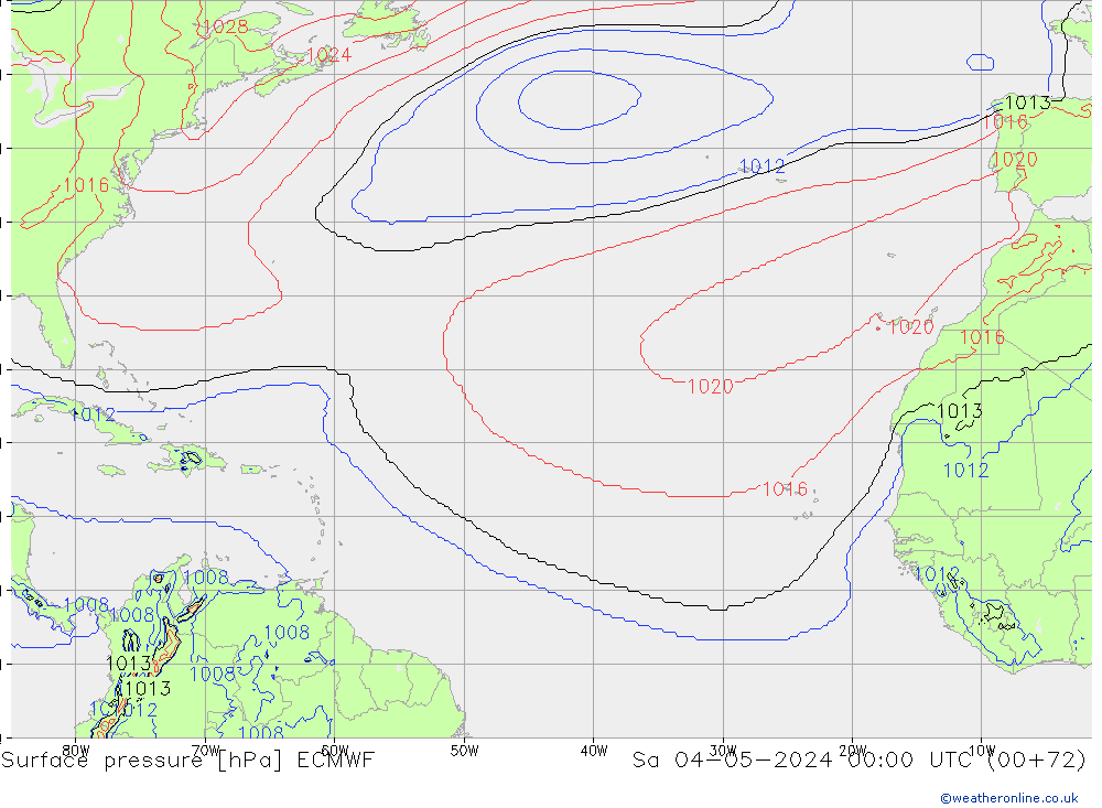 Surface pressure ECMWF Sa 04.05.2024 00 UTC