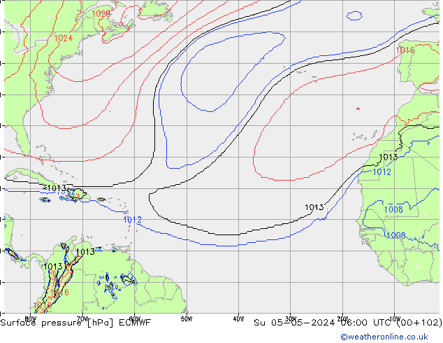 приземное давление ECMWF Вс 05.05.2024 06 UTC