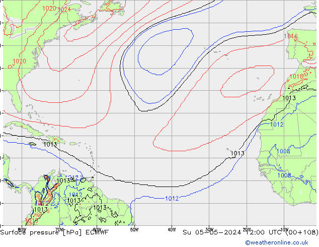 pressão do solo ECMWF Dom 05.05.2024 12 UTC