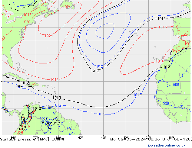 pressão do solo ECMWF Seg 06.05.2024 00 UTC