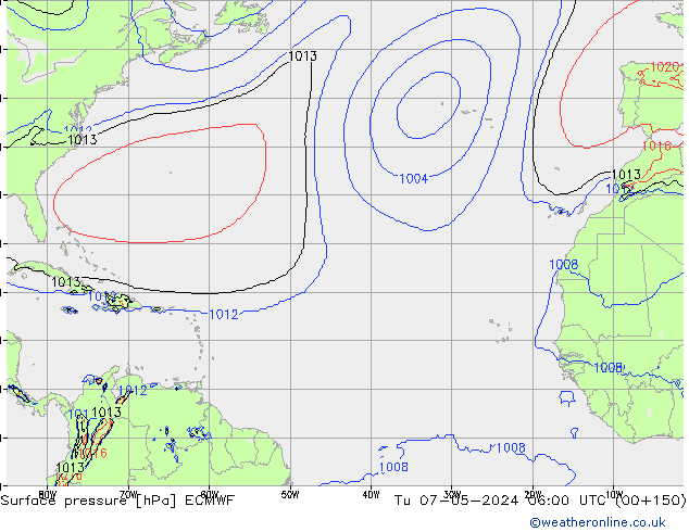 Surface pressure ECMWF Tu 07.05.2024 06 UTC