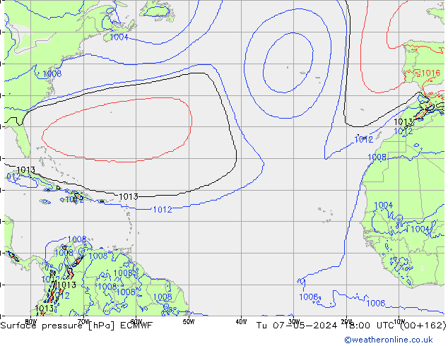 pressão do solo ECMWF Ter 07.05.2024 18 UTC