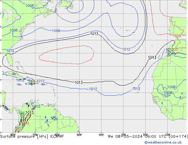 Surface pressure ECMWF We 08.05.2024 06 UTC