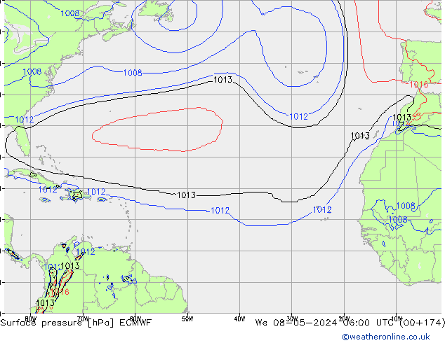 Pressione al suolo ECMWF mer 08.05.2024 06 UTC