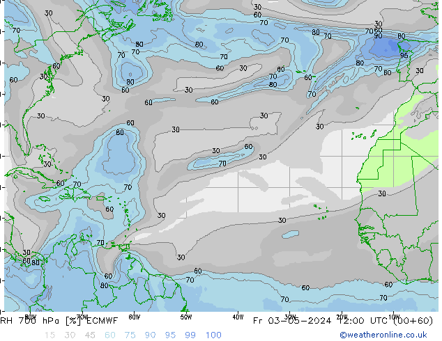 RH 700 hPa ECMWF Fr 03.05.2024 12 UTC