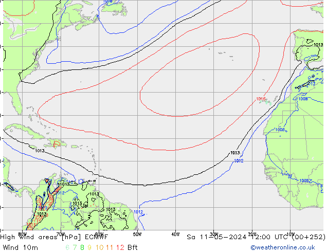 High wind areas ECMWF  11.05.2024 12 UTC