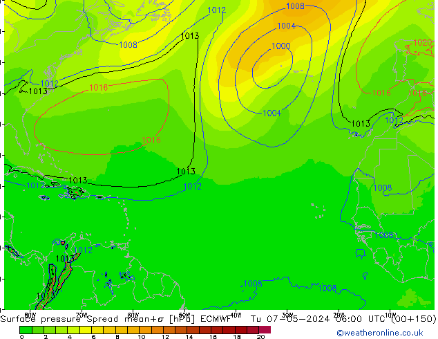 Yer basıncı Spread ECMWF Sa 07.05.2024 06 UTC