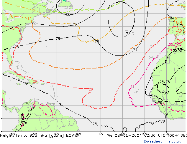 Height/Temp. 925 hPa ECMWF We 08.05.2024 00 UTC