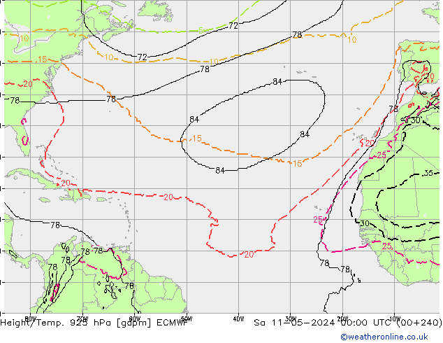 Geop./Temp. 925 hPa ECMWF sáb 11.05.2024 00 UTC