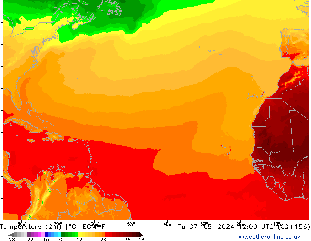 Sıcaklık Haritası (2m) ECMWF Sa 07.05.2024 12 UTC