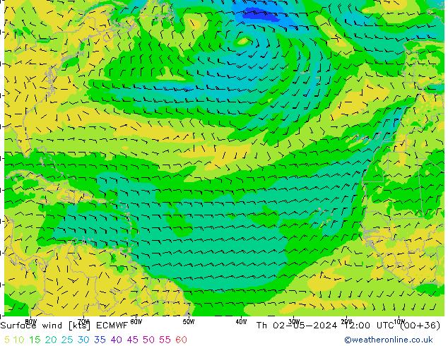 Surface wind ECMWF Th 02.05.2024 12 UTC