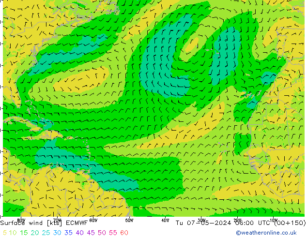 Vento 10 m ECMWF Ter 07.05.2024 06 UTC