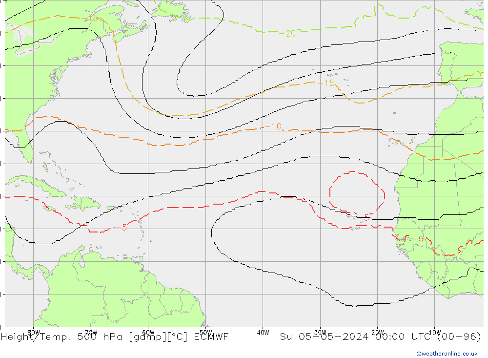 Height/Temp. 500 hPa ECMWF nie. 05.05.2024 00 UTC